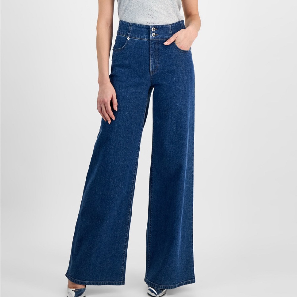 INC International Concepts Blue Flare Wide-Leg Jeans